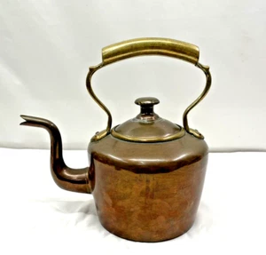 ANTIQUE COPPER DOVETAILED TEAPOT / KETTLE - Picture 1 of 22