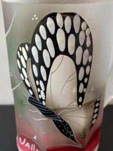 Butterfly Frosted Glass Mug Hand Painted Puerto Vallarta - Picture 1 of 9