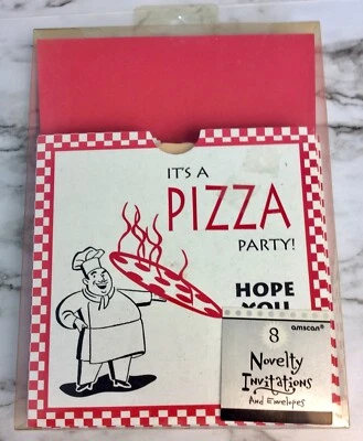 Its A Pizza Party Novelty Invitations And Envelopes Set Of 8 Amscan New - Image 1 of 4