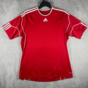 Adidas Soccer Shirt Men's Fits Large Climalite 3 Stripe Logo Red Athletic Sports - Picture 1 of 9