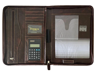 IVESIGN Portafolio Organizador Viaje de Negocios Tableta Funda Calculadora Solar Marrón - Imagen 1 de 4
