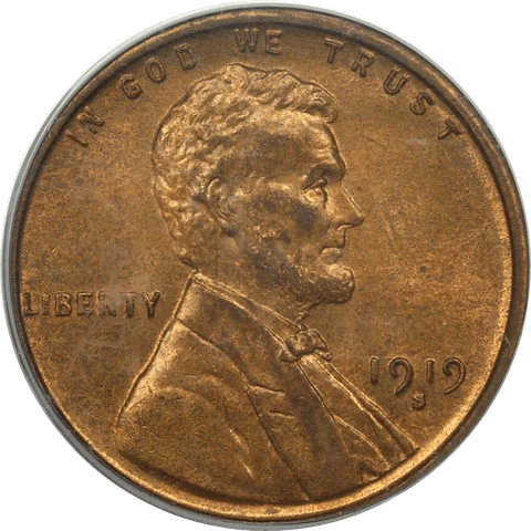 1919-S Lincoln Cent 1c, PCGS MS-65 RB Cover