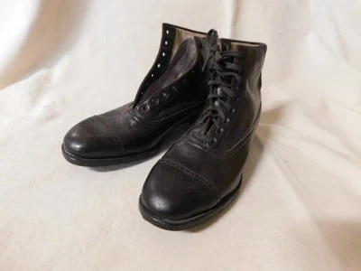 Старинный FAIRFIELD черный шнурует вверх кожаные ботинки туфли размер 7 - Изображение 1 из 4