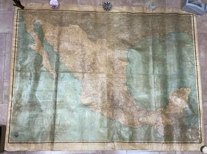 REPUBLIC OF MEXICO 1930 VERY LARGE WALL MAP ON LINEN - Picture 1 of 5