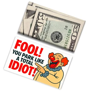 Park Like an Idiot Prank Cards, 50 Pack Fake $50 Parking Tickets, Funny Gag GIft - Picture 1 of 6