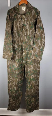 Vintage Mossy Oak Original Greenleaf Camo Coveralls EUC 2XL Turkey Hunting USA  - Image 1 of 4