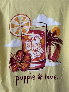 T-shirt Puppie Love Rescue gialla manica corta taglia small nuova con etichetta estate tè spiaggia - Foto 1 di 6