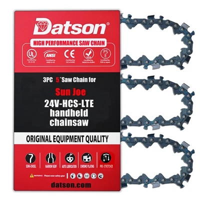 DATSON 5 Inch Chainsaw Chain for Sun Joe 24V-HCS-LTE Handheld Chainsaw（ 3 chain）