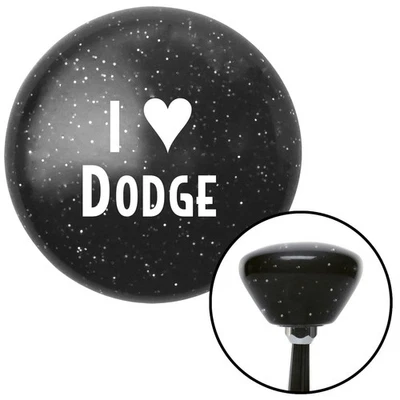 White I <3 DODGE Black Retro Metal Flake Shift Knob w/ M16x1.5 Insert Shifter - Image 1 of 4