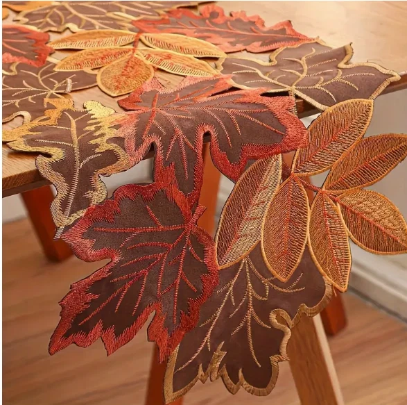 CORREDOR DE MESA - Elegante Corredor de Mesa Hojas de Otoño - Vibrante Diseño de Follaje de Otoño Foto 1 de 4