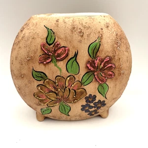 Jarrón Floral Redondo - Pétalos Pintados a Mano - Porcelana Cerámica Firmado por Lola - Imagen 1 de 8