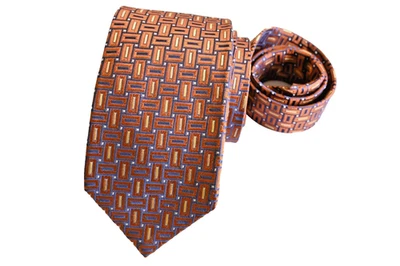 ISAIA CORBATA HOMBRE SIETE PLIEGUES NARANJA/GEOMÉTRICA ANCHO: 3,75" LARGO: 60" Foto 1 de 3