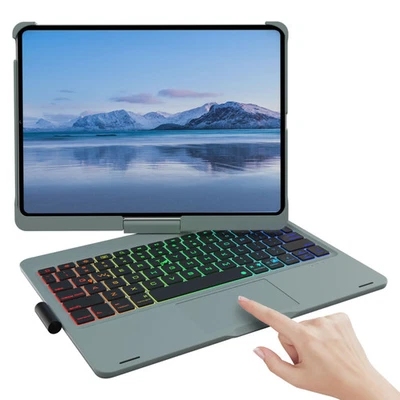 Backlit Keyboard Case with Trackpad & 360° Swivel for iPad 10th/11th Gen (A16) - Image 1 of 4