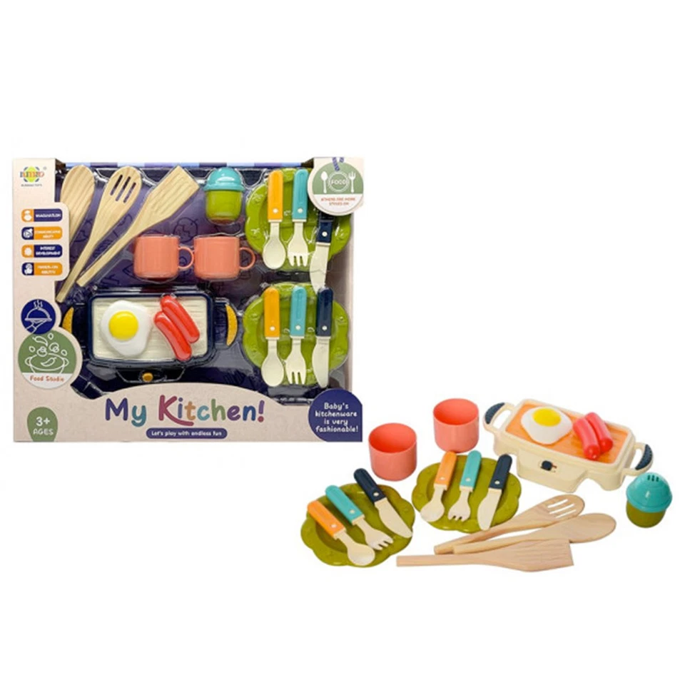 SET CHEF CUCINA BAMBINO BAMBINA POSATE E CIBI GIOCATTOLO PER BAMBINI - Immagine 1 di 1