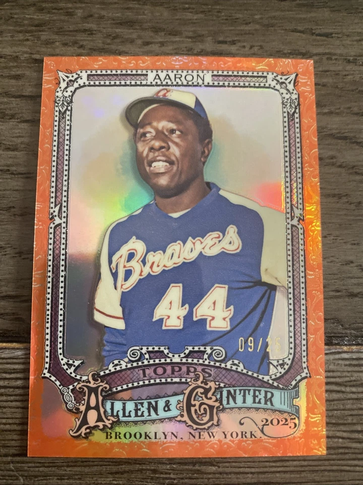 2025 Topps Allen & Ginter Chrome Hank Aaron #13 оранжевый переливающийся /25 Braves - Изображение 1 из 4