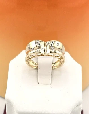 Anillo de oro macizo 14k* Alto pulido** tamaño 7***7,5 mm de ancho* 8 diamantes** WB183 Foto 1 de 4