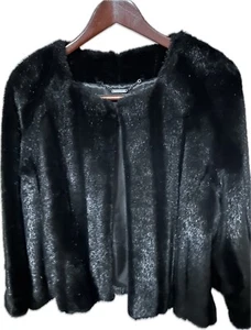 Women’s Faux Fox Fur Coats Warm Short Jacket Winter Outwear Parka Casual Black - Picture 1 of 3