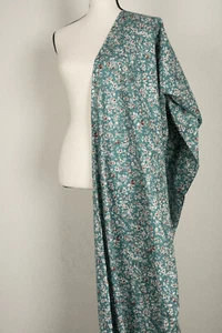 8.7 Yards Vintage 100% Cotton Fabric, Width 45", White Floral on Teal - Picture 1 of 2