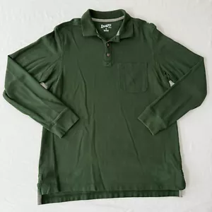 Duluth Trading Co Long Sleeve Polo Shirt Mens Medium Green Pullover Pocket Heavy - Picture 1 of 7