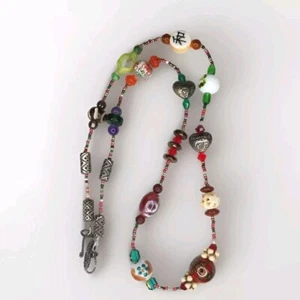 COLLANA PERLINE 27" COLORATA BRILLANTE ISPIRATA ASIATICA UNICA SPLENDIDA E DIVERTENTE - Foto 1 di 14
