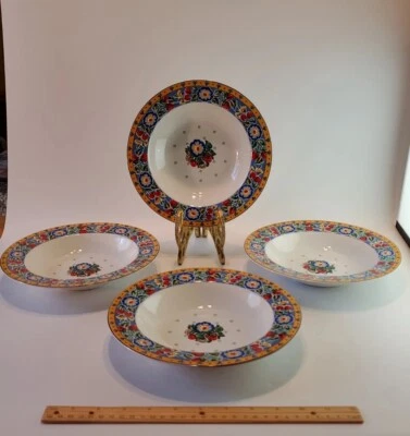 American Atelier 9" Large Rimmed Bowls Printemps 1997 Bloomingdales 4-Set EUC  - Image 1 of 4