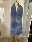 Hand Knitted Soft Wool Blue Fade Long Scarf 