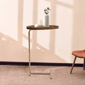 Side Table Metal Tray Working Snack Table Sofa Couch End Table For Home Office - Picture 1 of 13