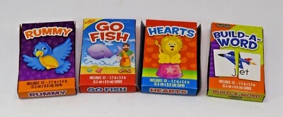 Set of 4 Children's Playing Cards: Rummy Go Fish Hearts Build a Word Family Fun - Image 1 of 4