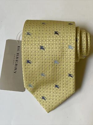 NUEVA Corbata Burberry Amarillo Azul Lunares Hombre 100% Seda Auténtica Italia 3.5" 0350449 Foto 1 de 4