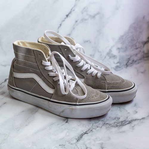 Vans Sk8 Hi MTE Ultracush scarpe da ginnastica alte in camoscio grigio bianco UK 5