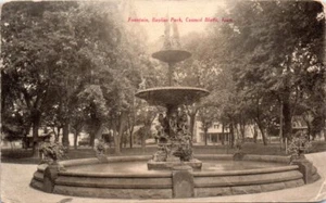 1900s IA Postcard Bayliss Park Fountain Council Bluffs Iowa 1908 HEAVY WEAR - Picture 1 of 2