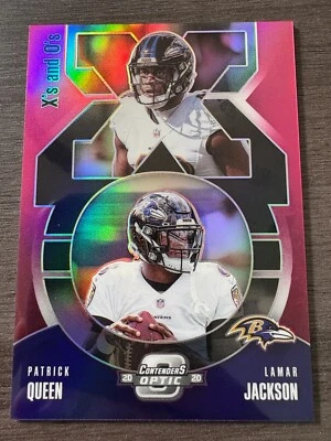 2020 Contenders Optic Lamar Jackson Patrick Queen RC Xs and Os Pink Prizm /75 - Image 1 of 2