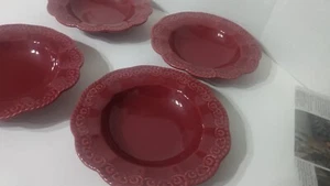 Certified International Red Florentine 9” Bowls Set Of 4 - Picture 1 of 9