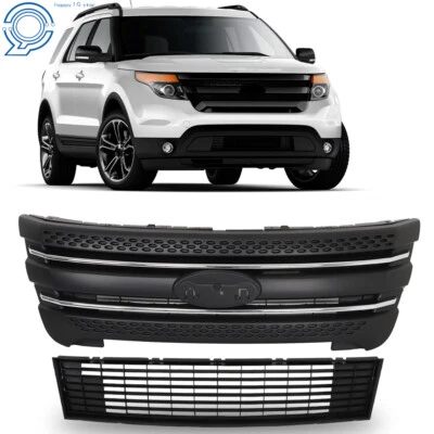 2PCS Front Bumper Upper + Lower Grille Assembly Fit For Ford Explorer 2011-2015 Foto 1 de 4