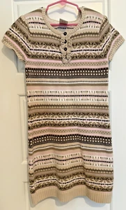 Sehr guter Zustand + Kinder Place hellbraun rosa Kurzarm Pullover Mädchen Kleid Größe 7 8 - Bild 1 von 3