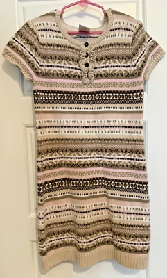 En muy buen estado+ Vestido suéter de manga corta rosa tostado para niñas talla 7 8 Foto 1 de 3