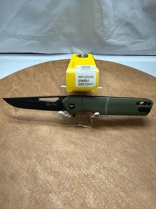 Buck #B13541 Infusion Knife Assisted Black Blade OD Green G10 Flipper 239GRS - Picture 1 of 3