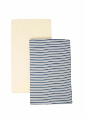 DK GLOVESHEET DK GOTS Spannbettlaken Bio Baumwolle blau gestreift/creme neben mir 83 x 50 cm