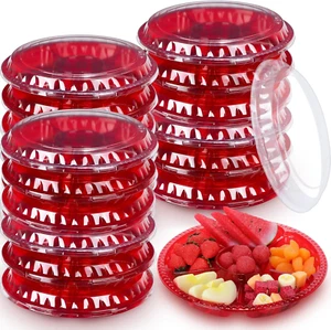 18 Pcs round Divided Serving Tray with Lid Plastic Appetizer Tray Plastic Platte - Picture 1 of 6