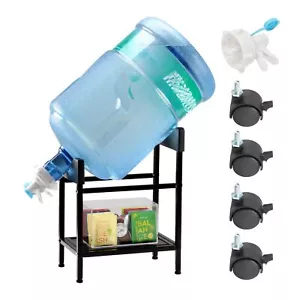 Metal 5 Gallon Water Jug Stand Dispenser Shelf Rack Cooler with Lock Casters - Picture 1 of 7