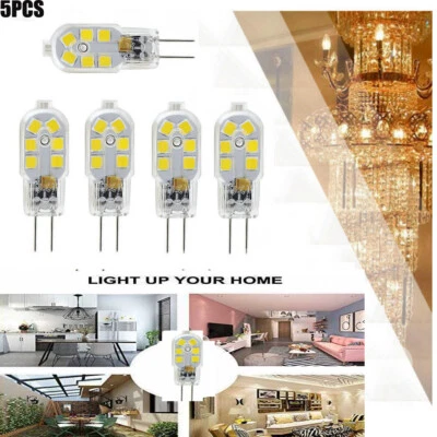 5X G4 LED Cob Bulb 2W 12VAC/DC Dimmable Cool Pure White 360 Degrees Halogen Bulb - Image 1 of 4