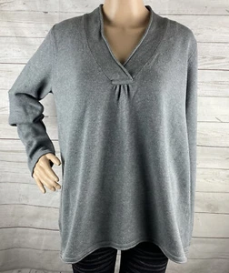 Eddie Bauer Pullover XL grau V-Ausschnitt Baumwollmischung Strick Freizeit klassisch mittelschwer - Bild 1 von 12