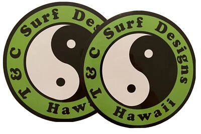 TOWN & COUNTRY HAWAII T&C Sticker Town Country Surfboards 2 STICKER SET 8” XL SURFBOARD Size Vissla