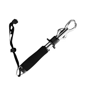 Black Fish Lip Gripper with Scale Max 66 LB Fish Grip Grabber with Strap - Picture 1 of 13