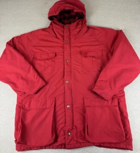 Vintage Woolrich Heavy Red Jacket w/Wool Plaid Lining - Size XL  - Zip/Snap - Picture 1 of 11