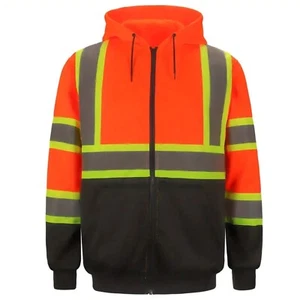 Renegade Sportswear Men’s High Viz Class 2 Heavy Weight Zipper Hoodie - Picture 1 of 38