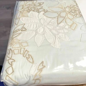 KING COMFORTER COVER DUVET WATER BLOSSOM SILK BLEND EMBROIDERED $400 - Picture 1 of 11