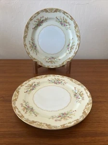 VTG Noritake NANAROSA Cream Gold Pink Green Floral China Japan Dinner Plates Set - Picture 1 of 6