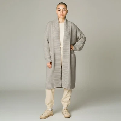 Cárdigan Suéter James Perse Frente Abierto Largo Completo Talla L Avena Beige #WCHL2657 Foto 1 de 4