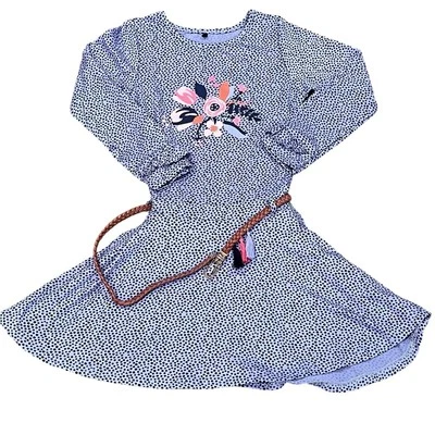 Vestido Deux par Deux Azul Lunares con Diseño Floral, Talla 6 Foto 1 de 4